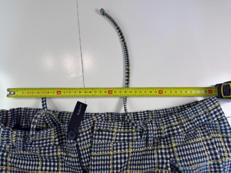 New Spartakus Check Pants Slim Fit Grey Yellow Size 52