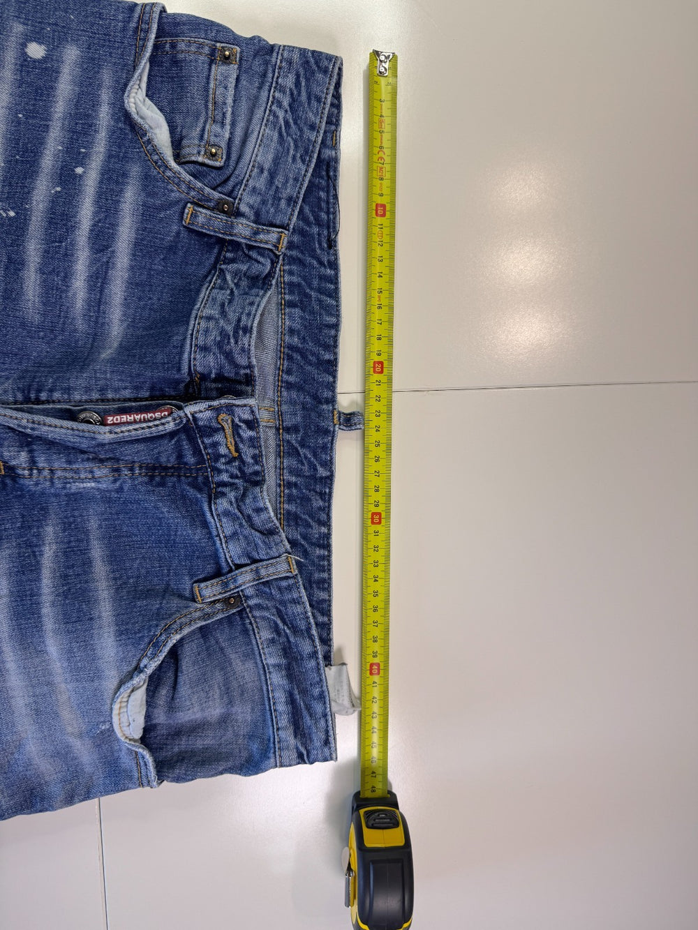 Dsquared2 Distressed Jeans Paint Splatter Y2K Slim Blue Size 54 — 7