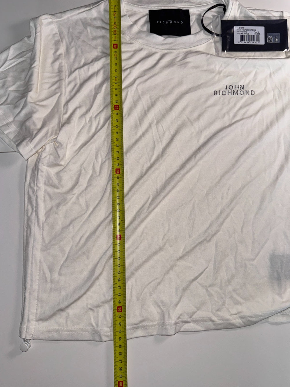 John Richmond T-Shirt White Logo Graphic Cotton Stretch Size M New — 7