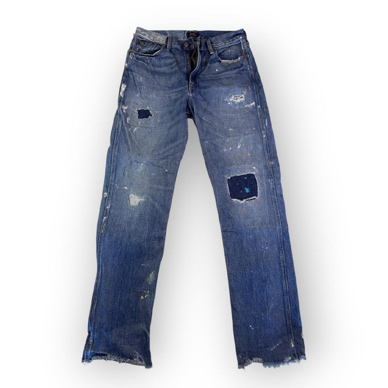 Polo Ralph Lauren Distressed Jeans Paint Splatter Repair Y2K Blue Size W34