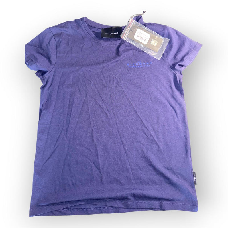 John Richmond T-Shirt Blue Night Logo Graphic Cotton Stretch Size M New