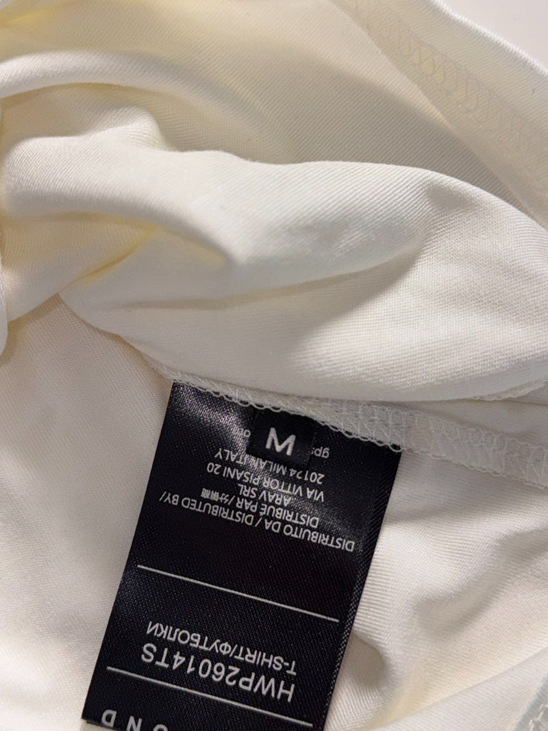 John Richmond T-Shirt White Logo Graphic Cotton Stretch Size M New