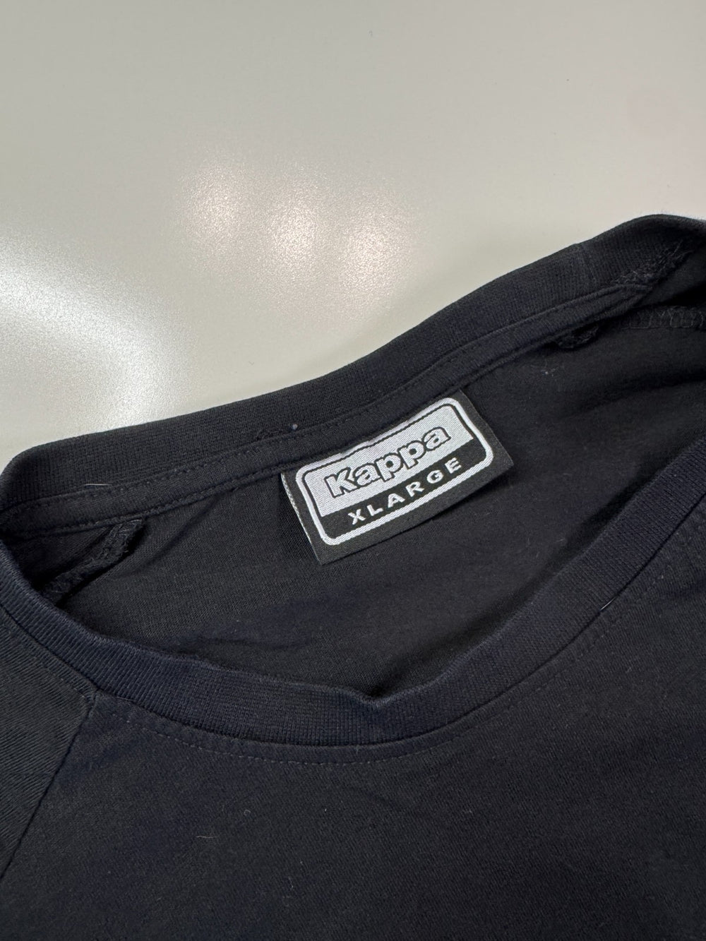 Kappa T-Shirt Black Logo Tape Sleeves Streetwear Oversized Size XL — 2