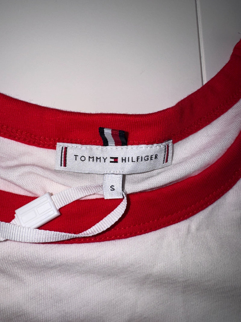 Tommy Hilfiger T-Shirt White Red Logo New York Crest Size S New