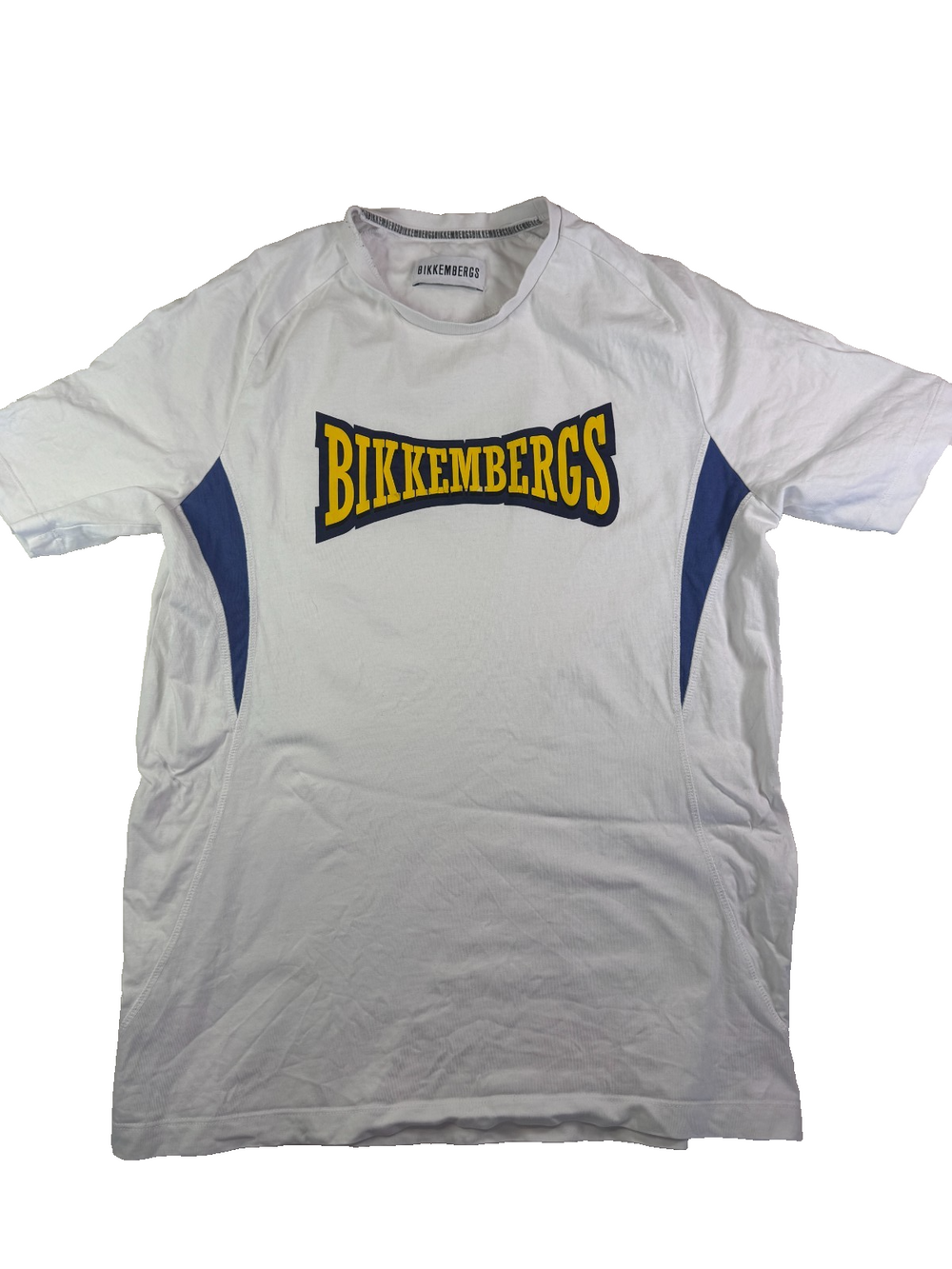Bikkembergs T-Shirt White Big Logo Graphic Athletic Style Size L — 1