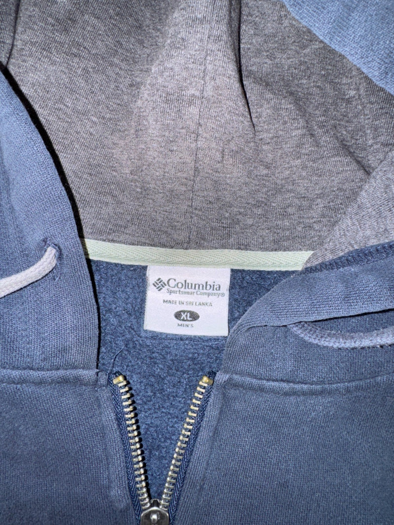 Columbia Vintage Zip Hoodie Blue Size XL Y2K Sweatshirt