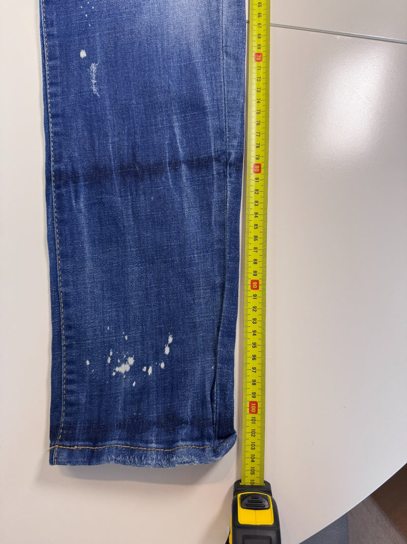 Dsquared2 Distressed Jeans Paint Splatter Y2K Slim Blue Size 50