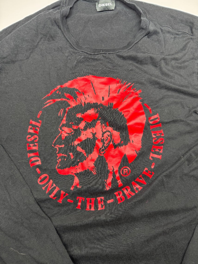 Diesel Only The Brave Long Sleeve T-Shirt Black Red Graphic Size L