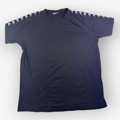 Kappa T-Shirt Black Logo Tape Sleeves Streetwear Oversized Size XL