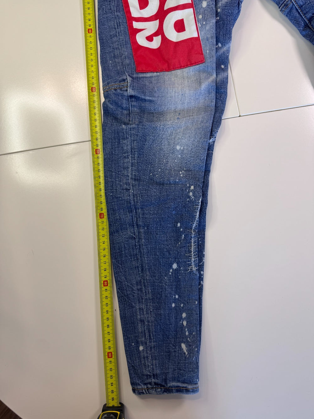 Dsquared2 Distressed Jeans Paint Splatter Y2K Slim Blue Size 54 — 6