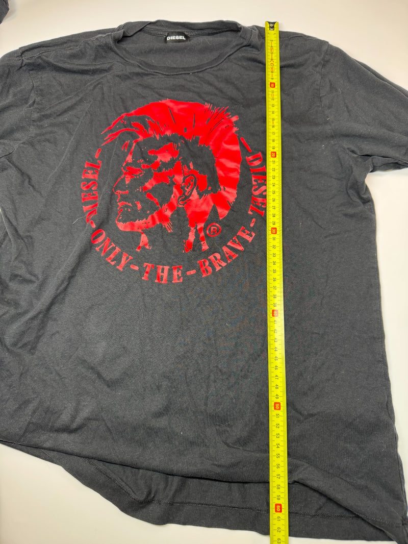 Diesel Only The Brave Long Sleeve T-Shirt Black Red Graphic Size L