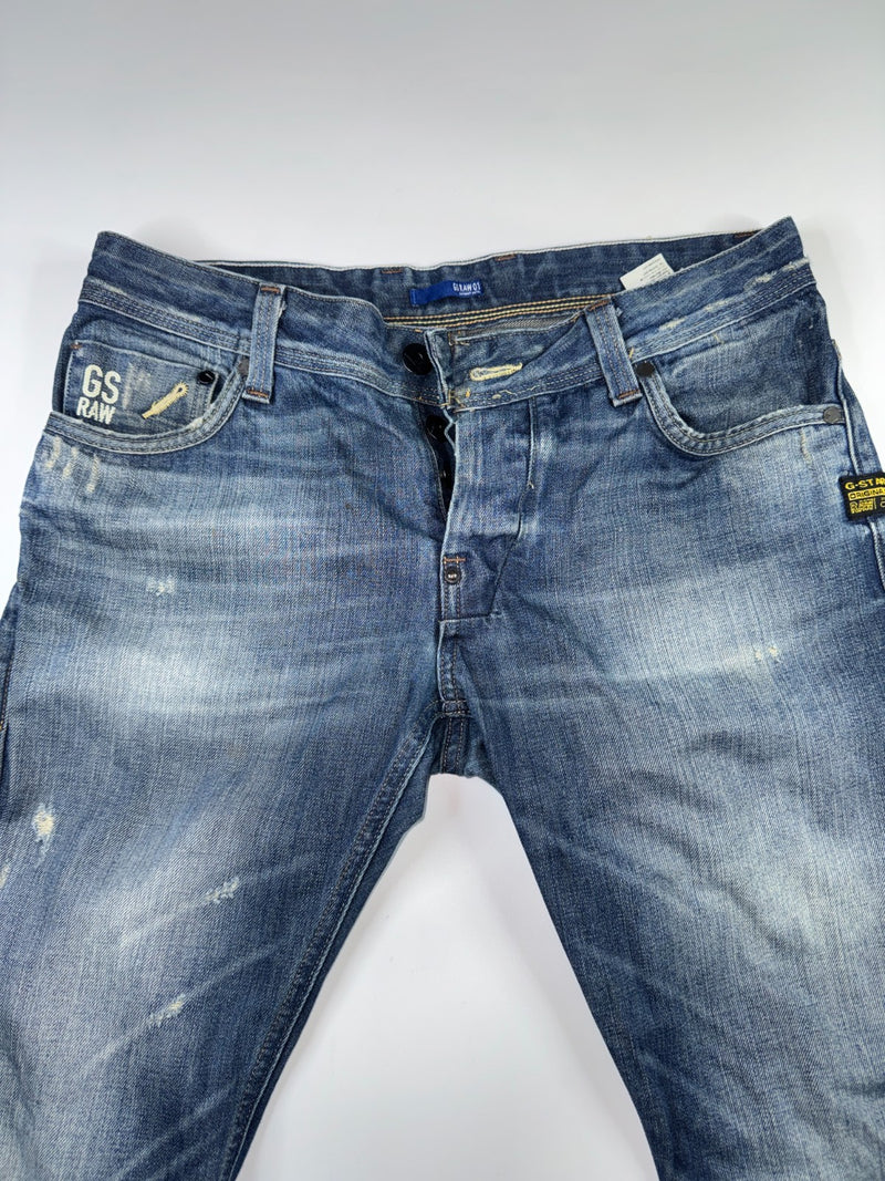 G-Star RAW 3301 Jeans Vintage Y2K Blue Denim Straight Fit W34 L32