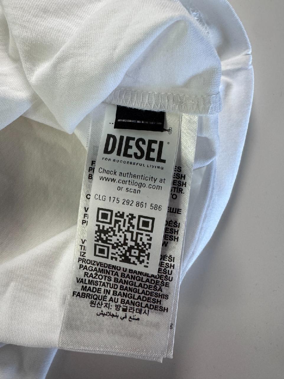Diesel T-Shirt Big Logo White Red Graphic Cotton Size M — 4