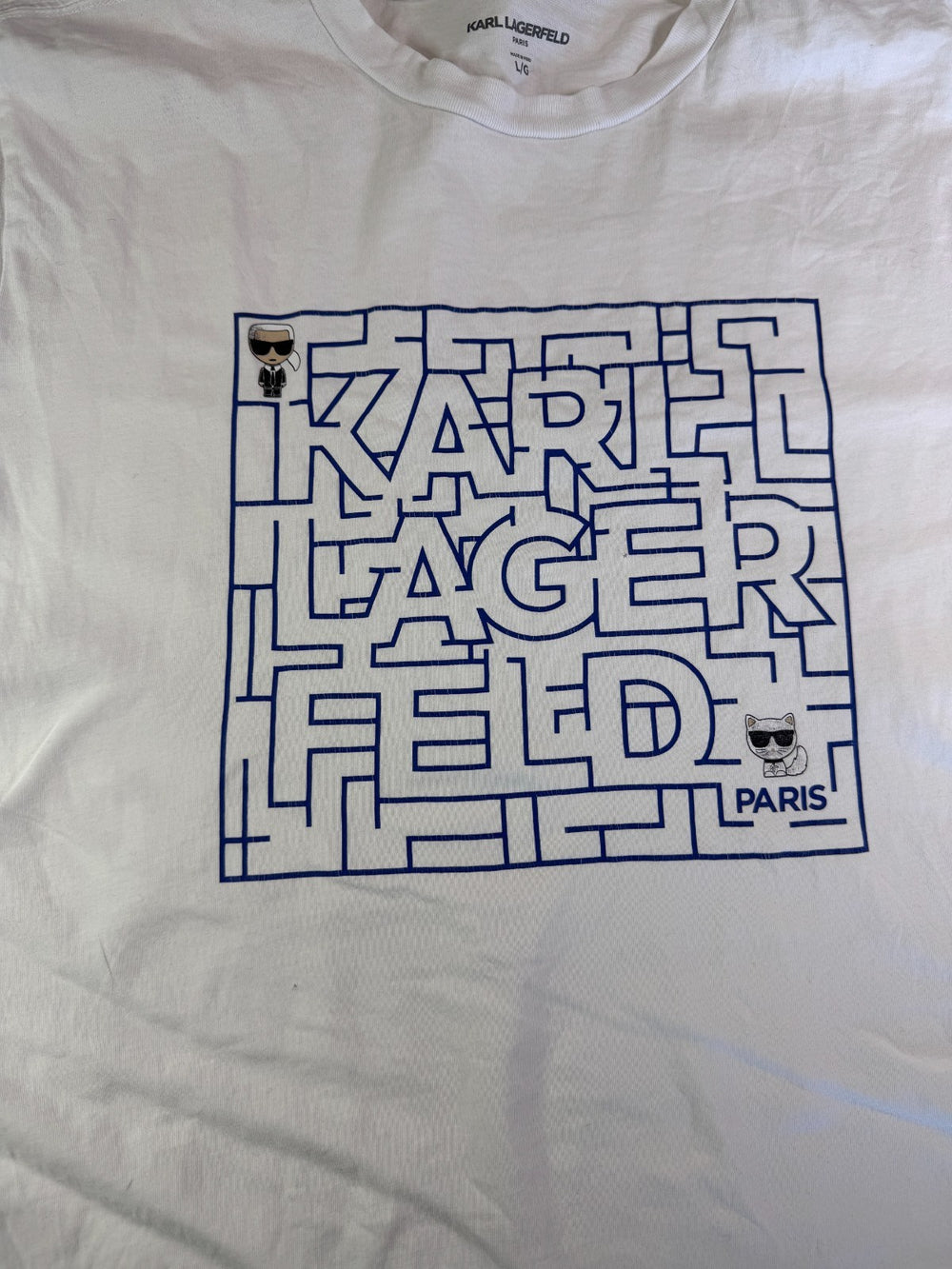 Karl Lagerfeld Paris T-Shirt Graphic Logo White Size L — 2