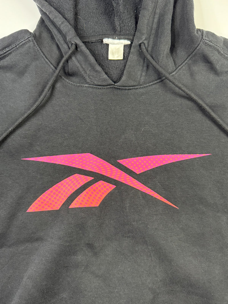 Reebok Vintage Y2K Hoodie Black Pink Big Logo Pullover Streetwear