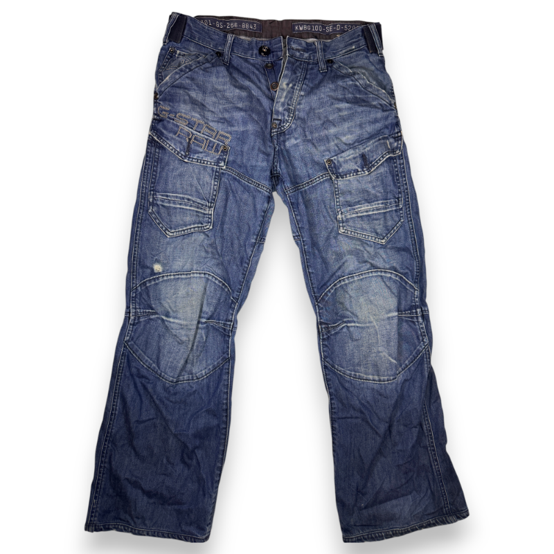 G-Star Raw 3301 GS Cargo Jeans W30 Distressed Y2K Utility Denim