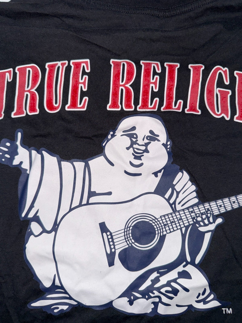 True Religion Vintage T-Shirt Black Horseshoe Logo Streetwear Y2K L