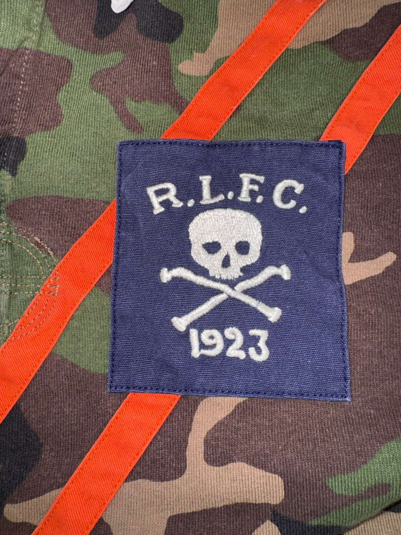 Men's Polo Ralph Lauren Sz L Rugby Polo Shirt Military Army Camo Skull Bone