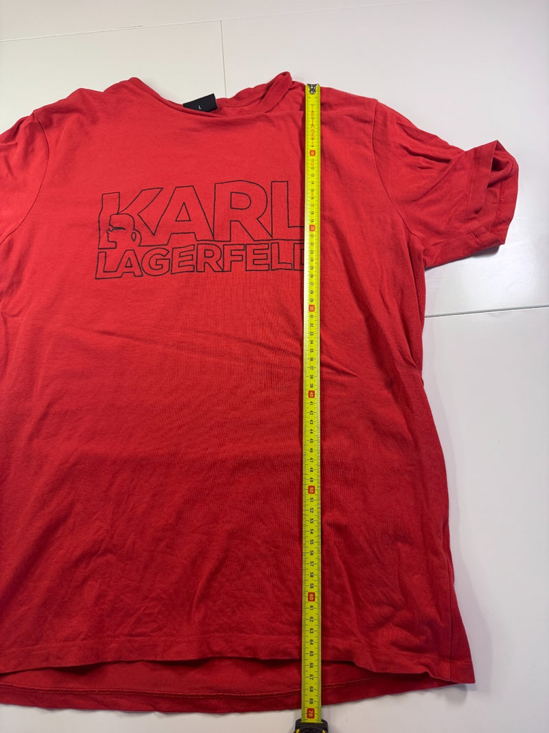 Karl Lagerfeld T-Shirt Red Big Logo Casual Streetwear Size L