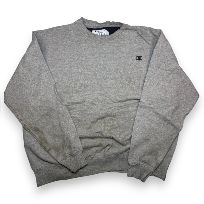 Champion Vintage Crewneck Sweatshirt Grey Embroidered Logo Size XL