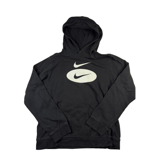 Nike Vintage Y2K Hoodie Black Double Swoosh Logo Pullover XL