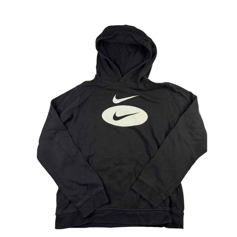 Nike Vintage Y2K Hoodie Black Double Swoosh Logo Pullover XL