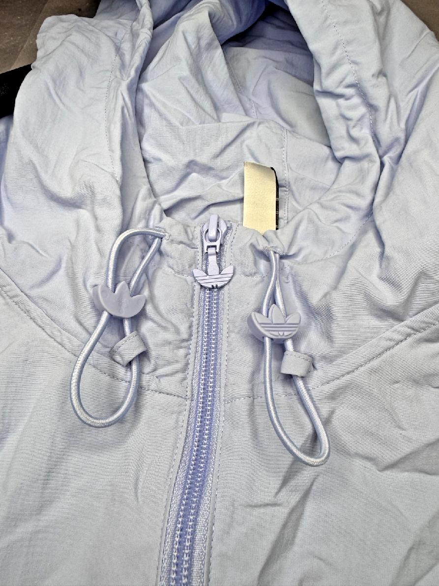 Adidas Originals Jacket Windbreaker Trefoil Hooded Grey Green Size L — 4