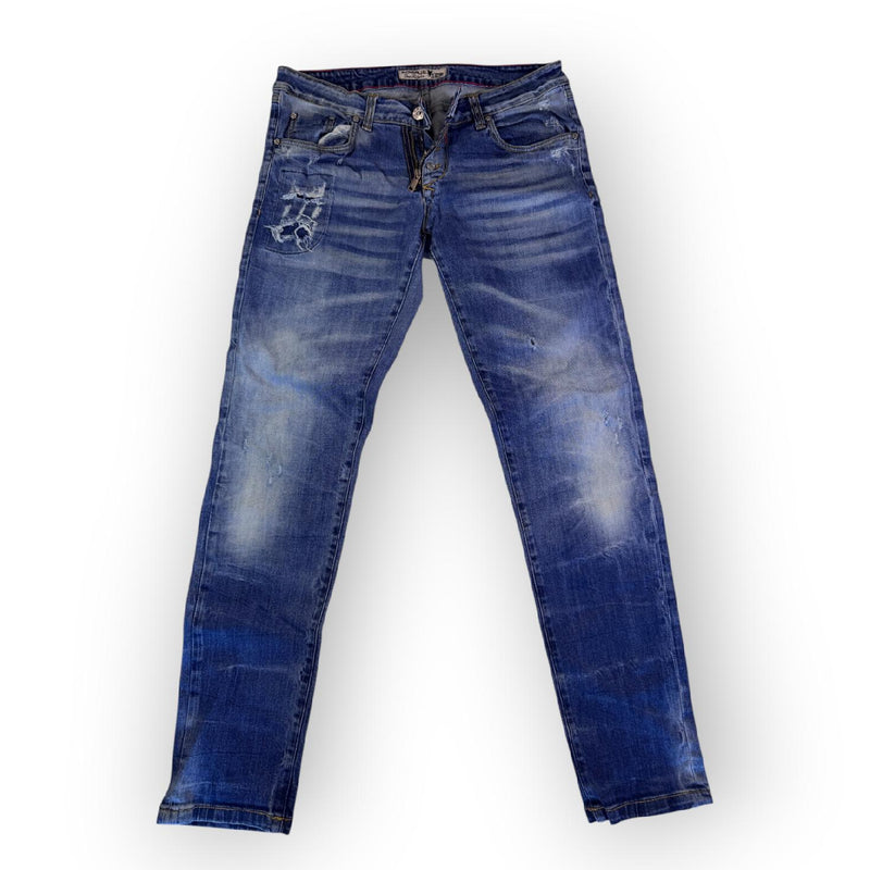 Adamus Vintage Jeans Y2K Slim Fit Blue Distressed Size L