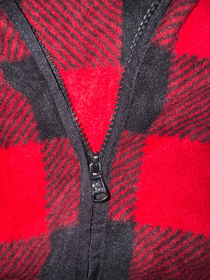 Chaps Vintage Y2K Buffalo Plaid Fleece Vest Red Black Size S