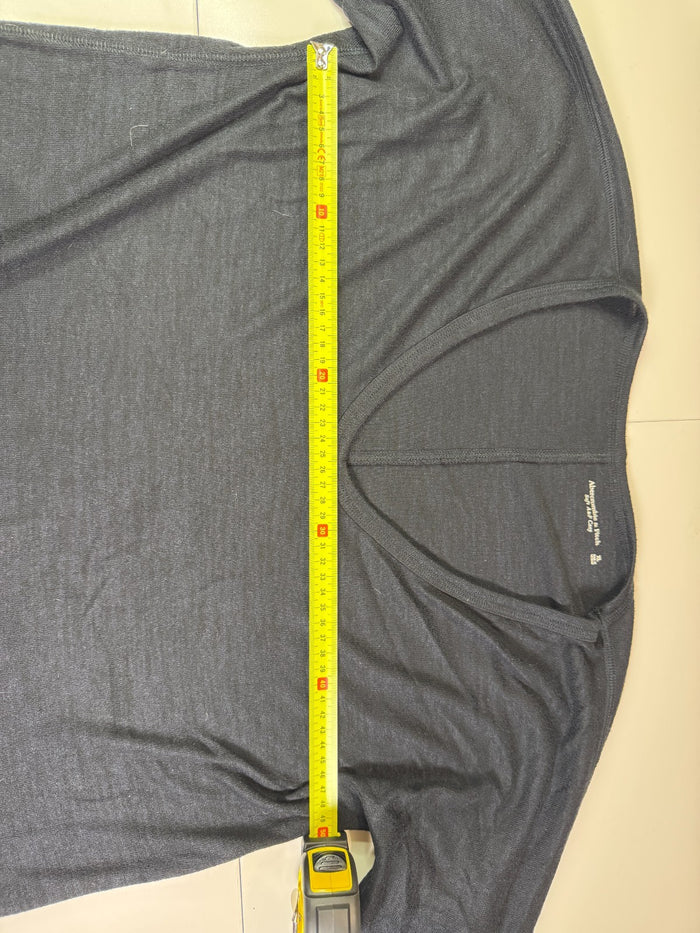 Abercrombie & Fitch Long Sleeve T-Shirt V-Neck Grey Basic Size XL
