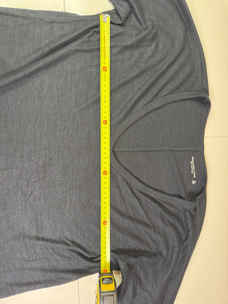Abercrombie & Fitch Long Sleeve T-Shirt V-Neck Grey Basic Size XL