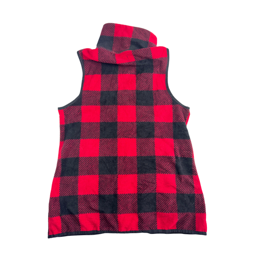 Chaps Vintage Y2K Buffalo Plaid Fleece Vest Red Black Size S