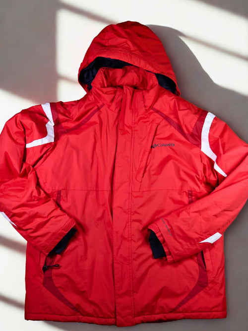 Columbia Jacket Omni-Shield Waterproof Hooded Red Outdoor Jacket Size XL