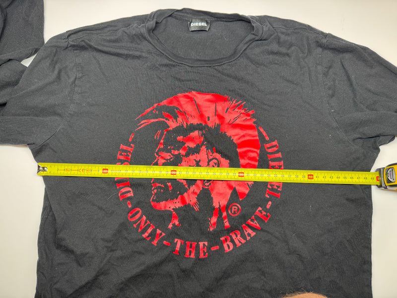Diesel Only The Brave Long Sleeve T-Shirt Black Red Graphic Size L