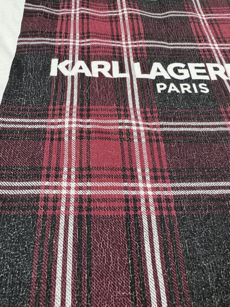 Karl Lagerfeld Paris T-Shirt Graphic Plaid Logo White Size S