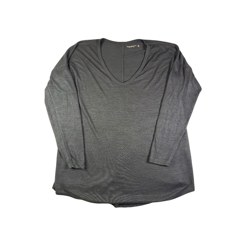 Abercrombie & Fitch Long Sleeve T-Shirt V-Neck Grey Basic Size XL