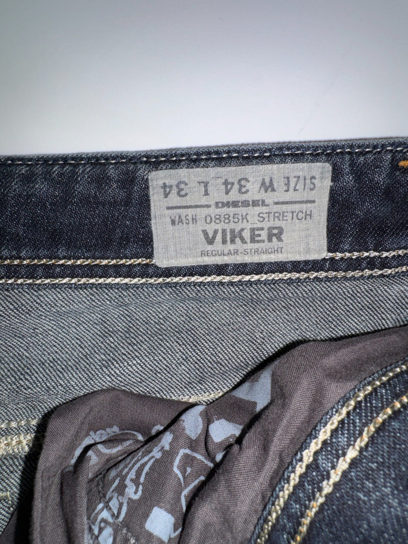 Diesel Viker Vintage Straight Leg Jeans W34 L34 Dark Blue