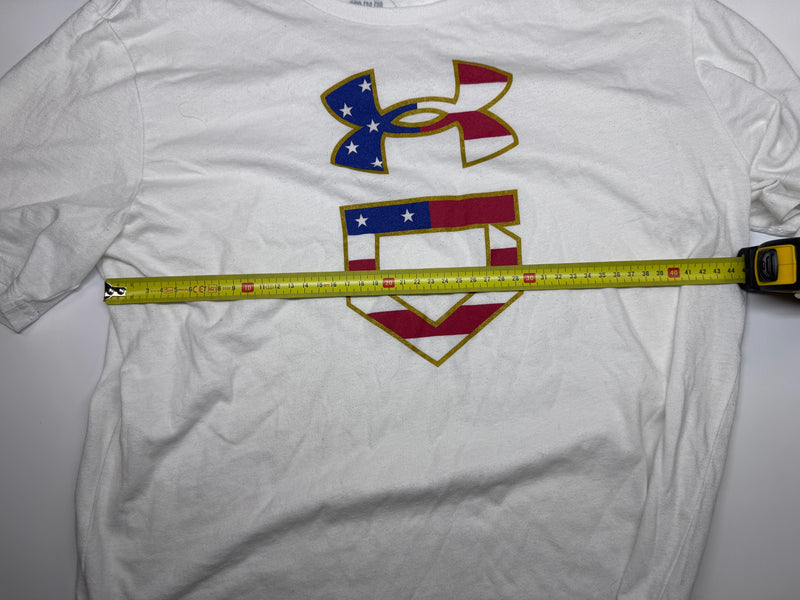 Under Armour Freedom Baseball USA Flag T-Shirt White M