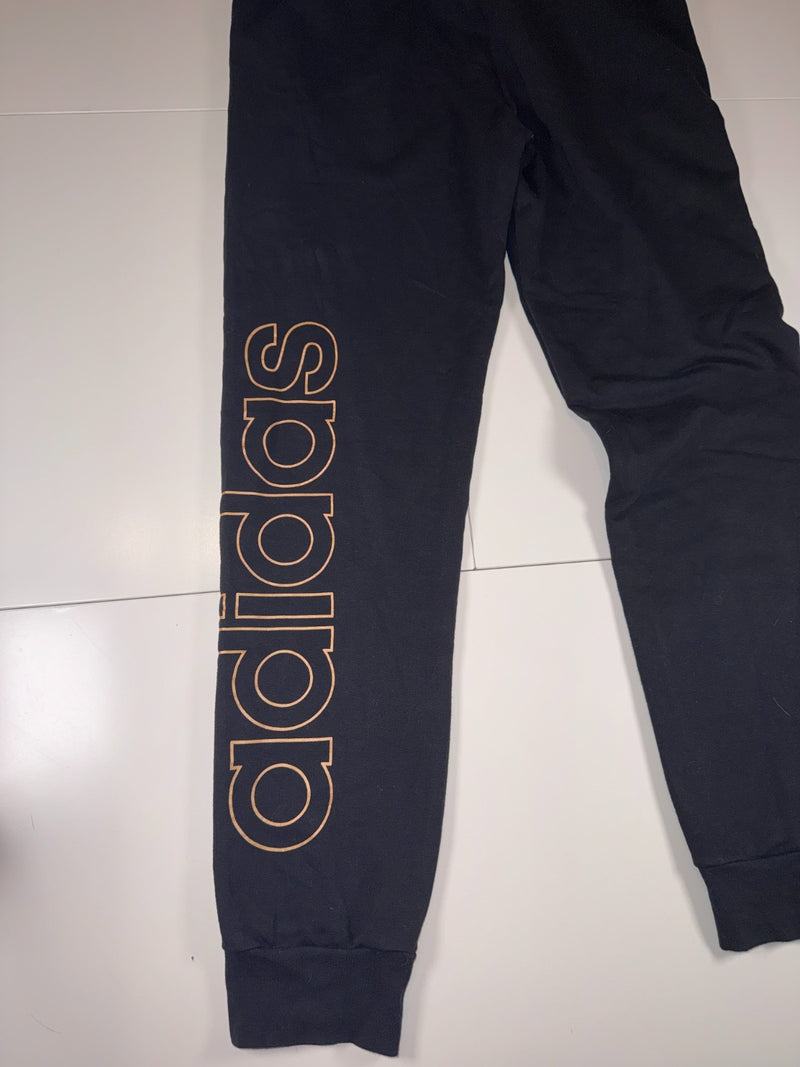 Adidas Joggers Sweatpants Black Big Logo Tapered Tracksuit Bottoms Size S