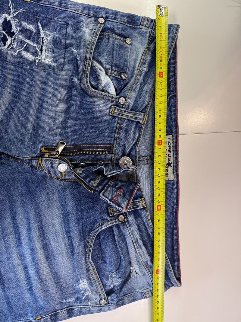 Adamus Vintage Jeans Y2K Slim Fit Blue Distressed Size L