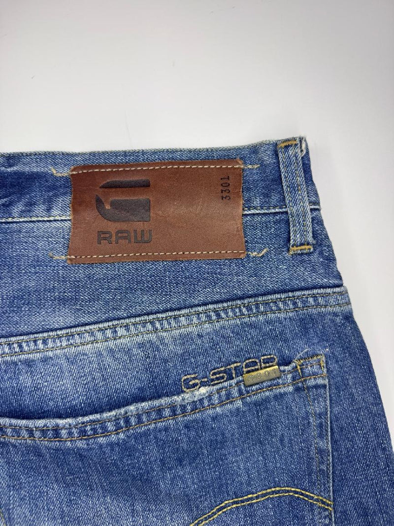 G-Star RAW 3301 Jeans Blue Denim Straight Fit Button Fly