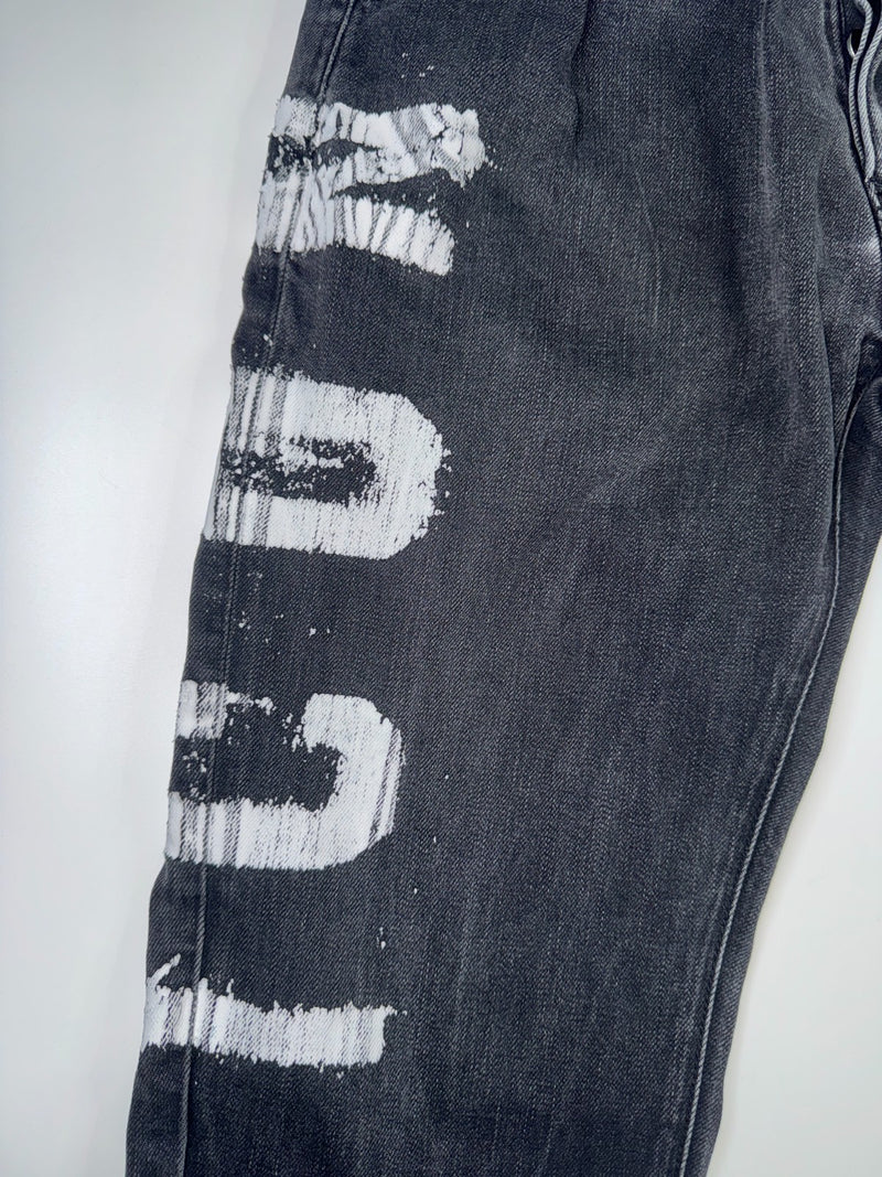 Dsquared2 Vintage Y2K Jeans Size 5A Black Graphic Print Straight Leg