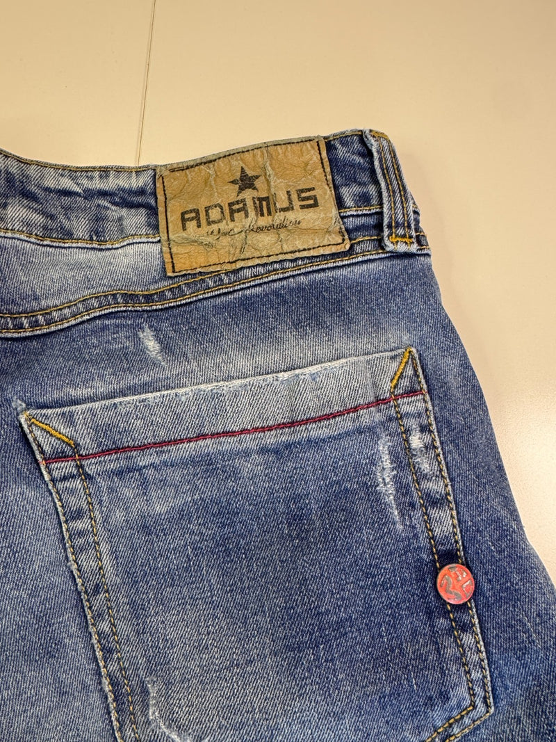 Adamus Vintage Jeans Y2K Slim Fit Blue Distressed Size L