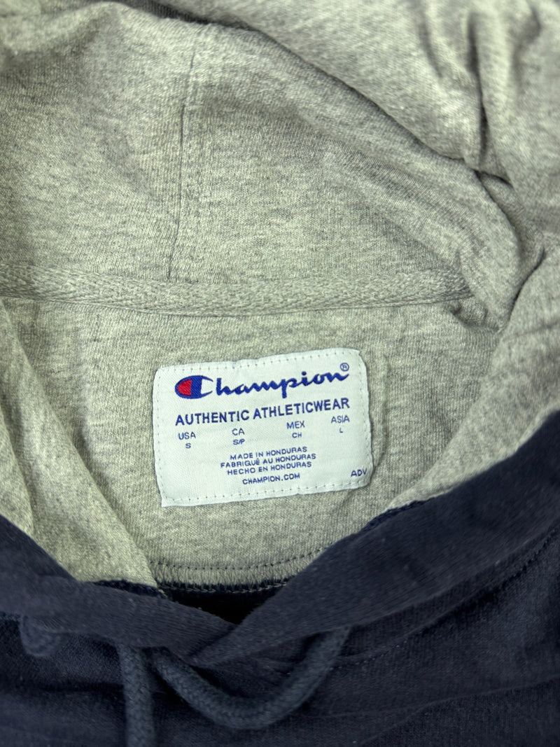 Champion Vintage Y2K Hoodie Navy Blue Spellout Logo Pullover Streetwear S
