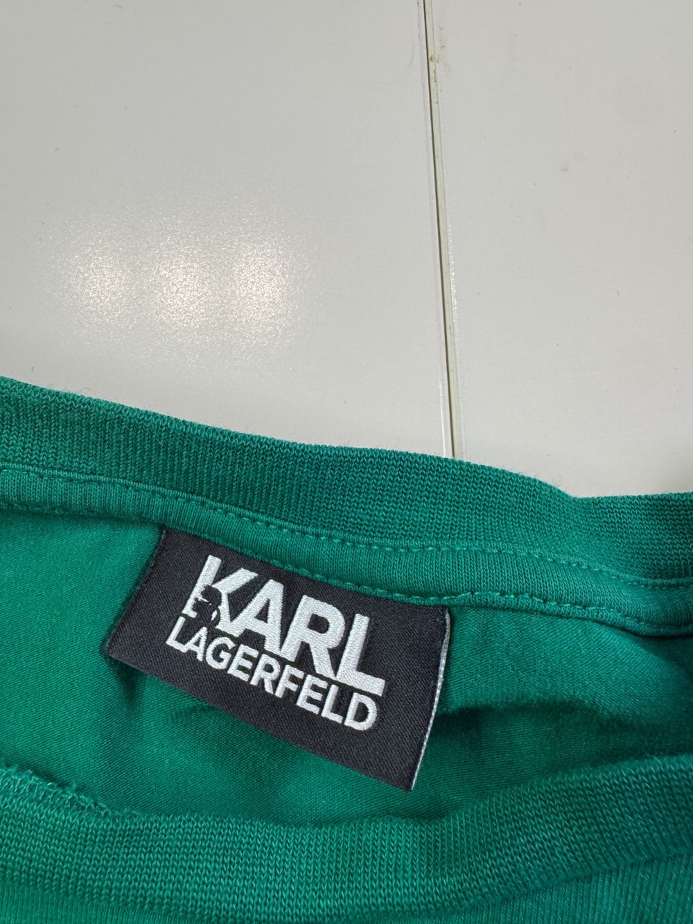 Karl Lagerfeld T-Shirt Green Small Logo Minimal Casual Size L — 4
