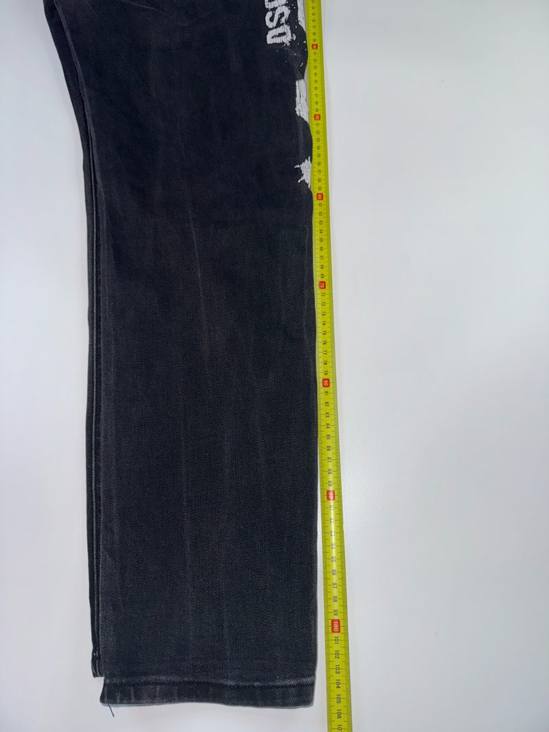 Dsquared2 Vintage Y2K Jeans Size 5A Black Graphic Print Straight Leg