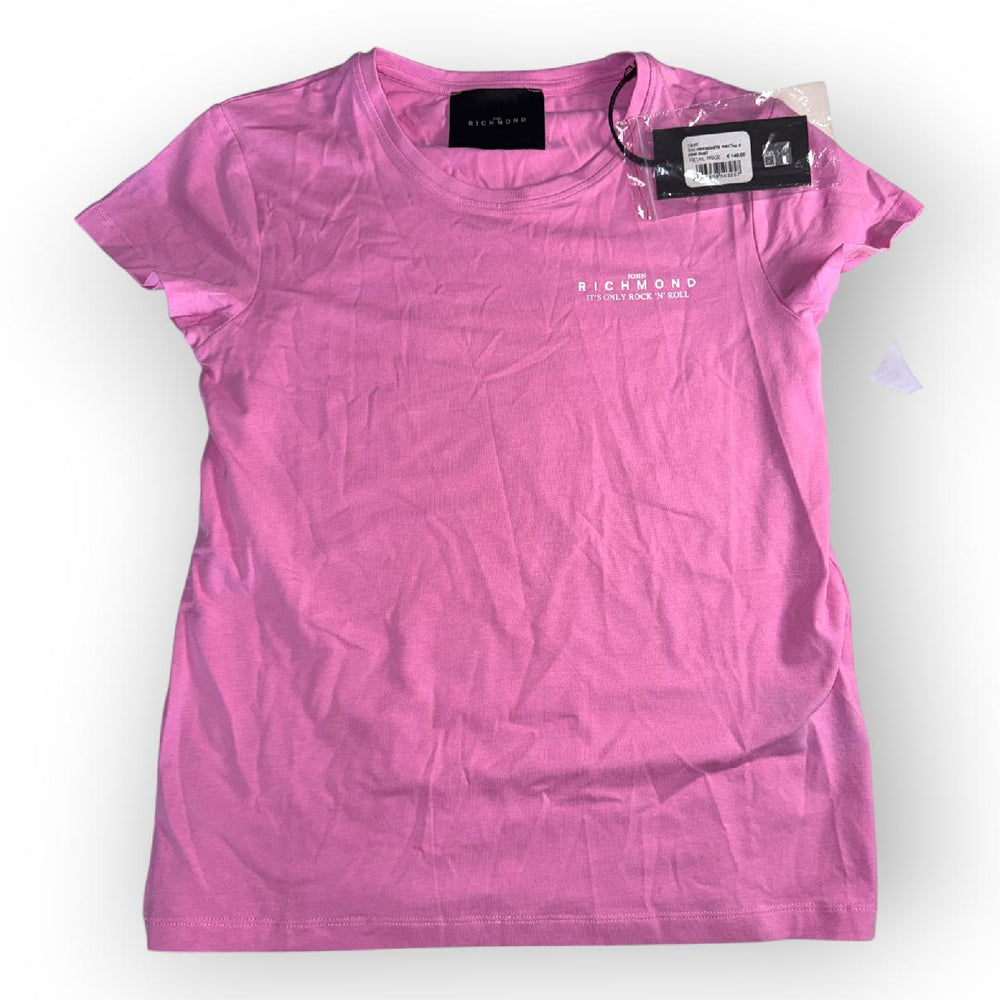 John Richmond T-Shirt Pink Logo Graphic Cotton Stretch Size S New — 1