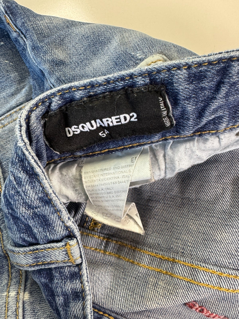 Dsquared2 Distressed Jeans Paint Splatter Y2K Slim Blue Size 54 — 5
