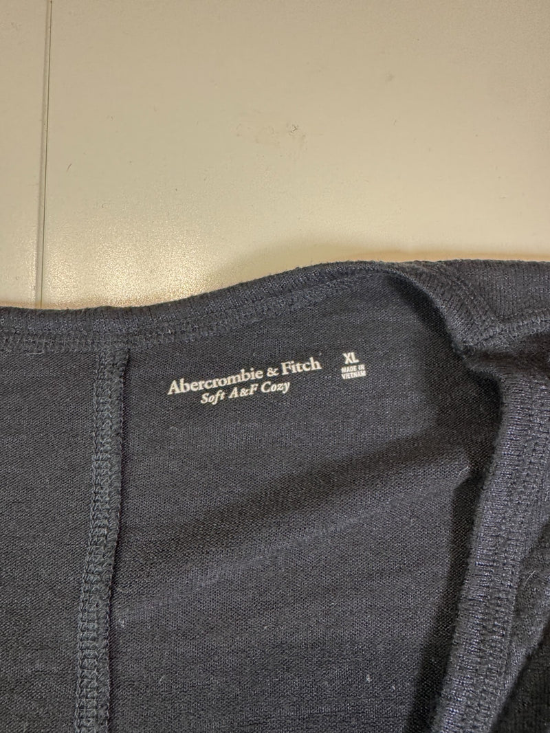 Abercrombie & Fitch Long Sleeve T-Shirt V-Neck Grey Basic Size XL