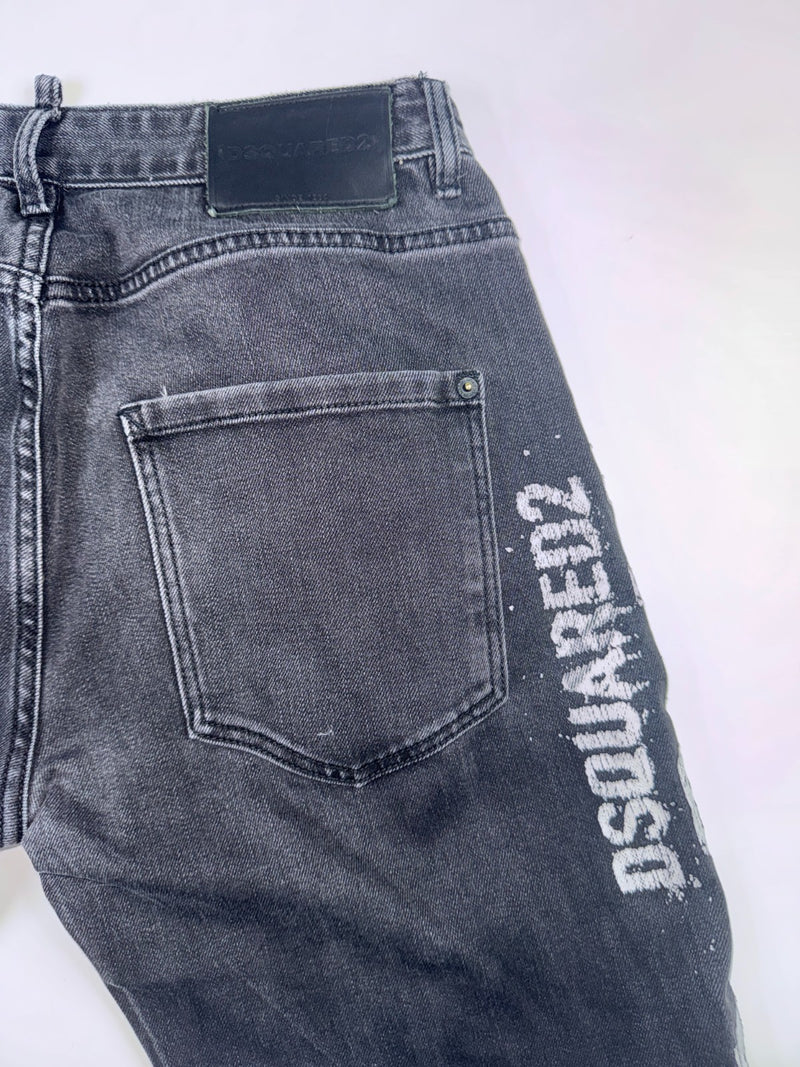 Dsquared2 Vintage Y2K Jeans Size 5A Black Graphic Print Straight Leg